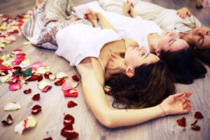 Women’s,Recovery,Group.,Diverse,Girls,Smiling,Holding,Hands,Sitting,In